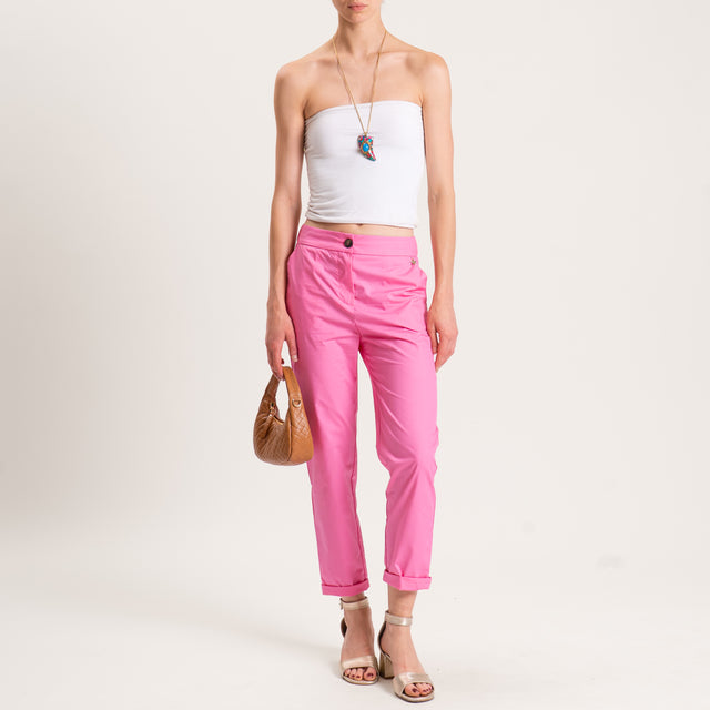 Souvenir-Pantalone popeline elastico dietro - pink