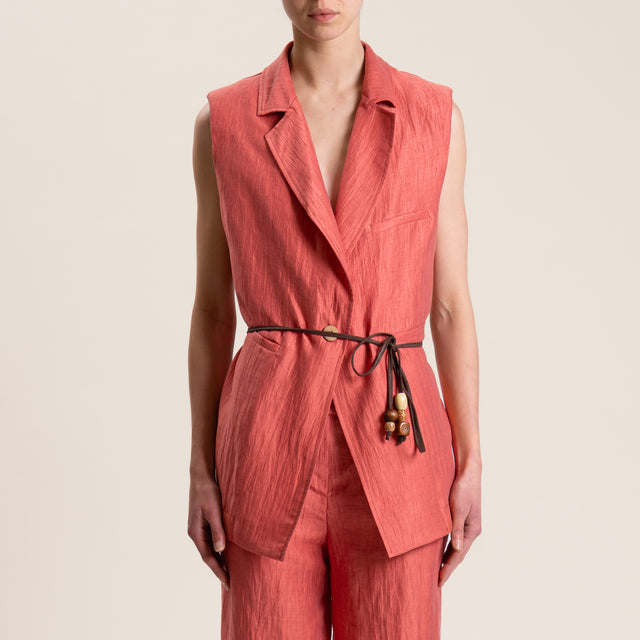 Souvenir-Gilet misto lino con spalline - corallo