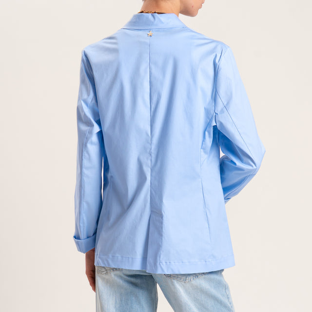 Souvenir-Giacca un bottone cotone super light elasticizzato - azzurro