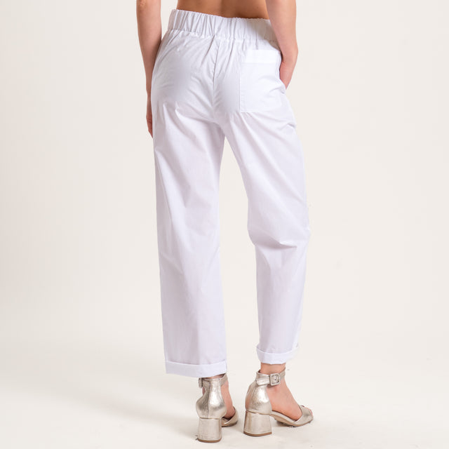 Souvenir-Pantalone cotone super light elasticizzato - bianco