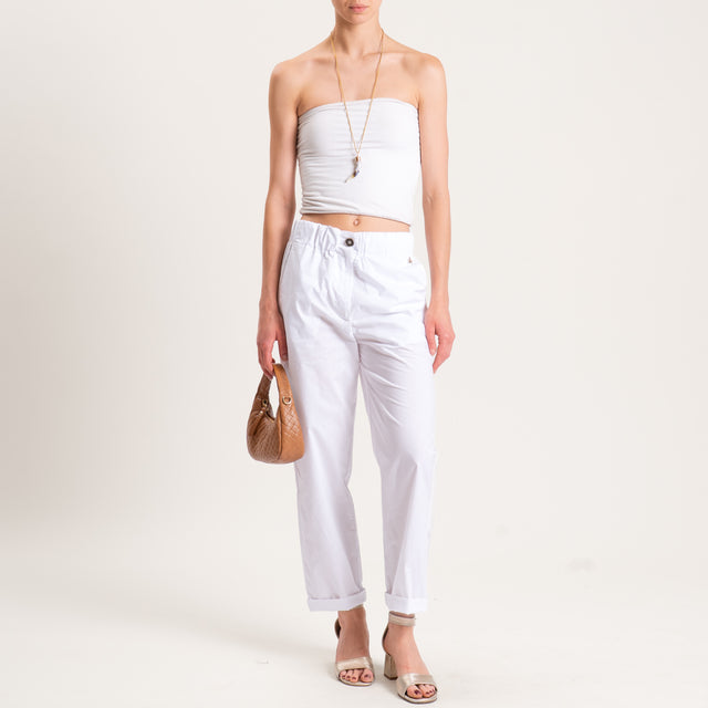 Souvenir-Pantalone cotone super light elasticizzato - bianco