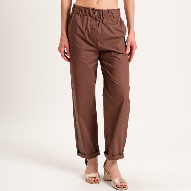 Souvenir-Pantalone cotone super light elasticizzato - cocco