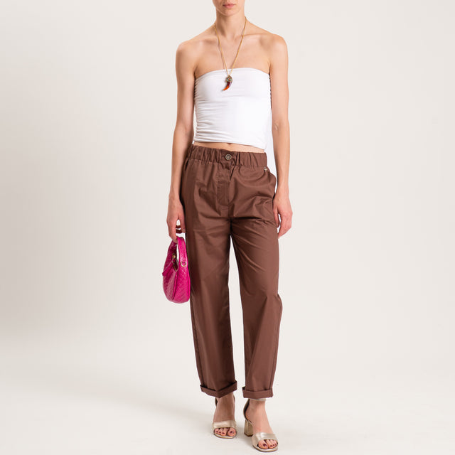 Souvenir-Pantalone cotone super light elasticizzato - cocco