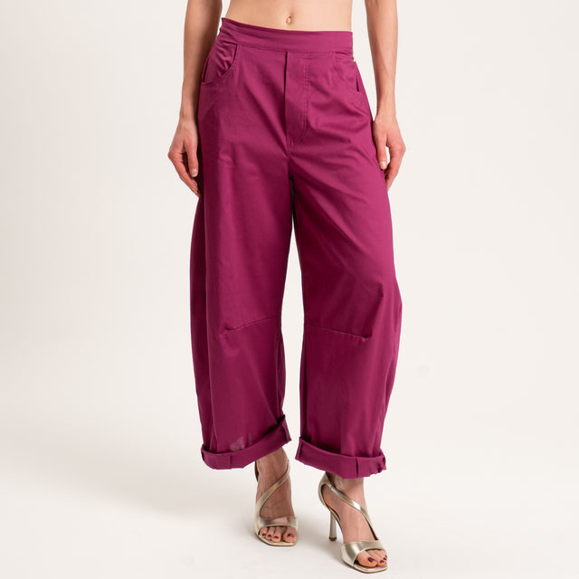 Souvenir-Pantalone barrel cotone super light elasticizzato - amarena