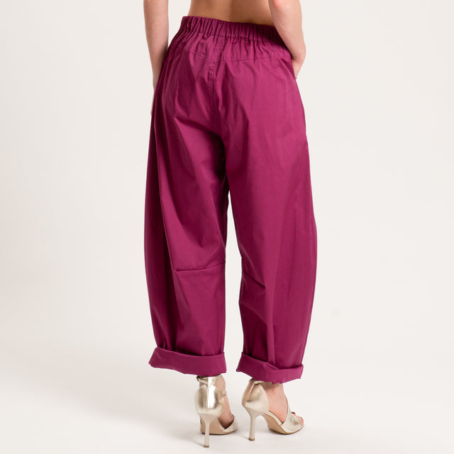 Souvenir-Pantalone barrel cotone super light elasticizzato - amarena