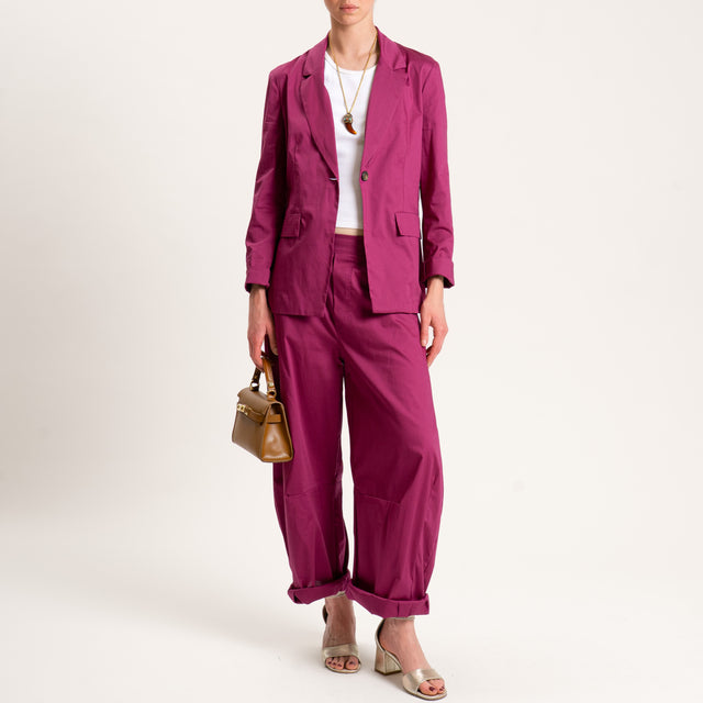 Souvenir-Pantalone barrel cotone super light elasticizzato - amarena