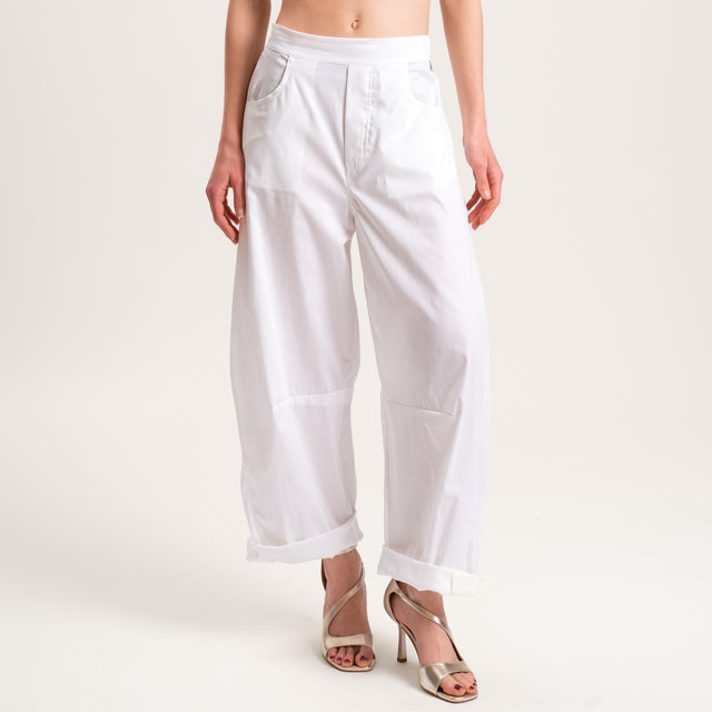 Souvenir-Pantalone barrel cotone super light elasticizzato - bianco