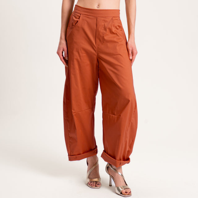 Souvenir-Pantalone barrel cotone super light elast - coccio
