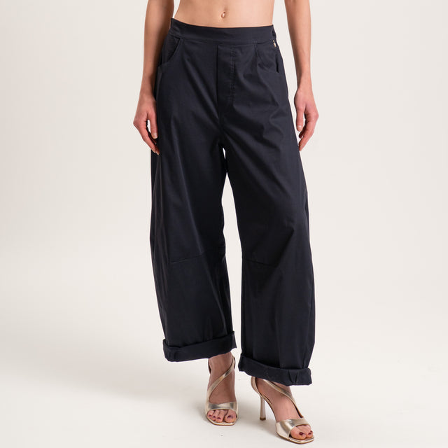 Souvenir-Pantalone barrel cotone super light elasticizzato - nero