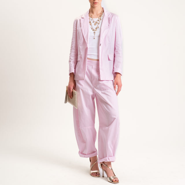 Souvenir-Pantalone barrel cotone super light elasticizzato - rosa