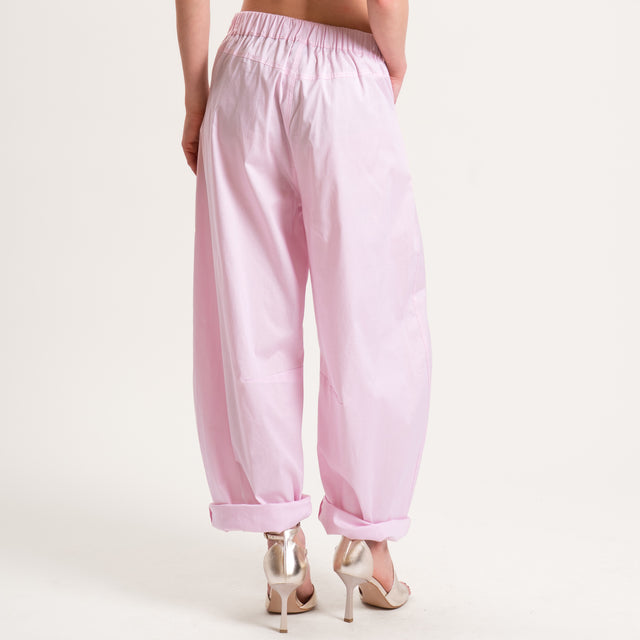 Souvenir-Pantalone barrel cotone super light elasticizzato - rosa