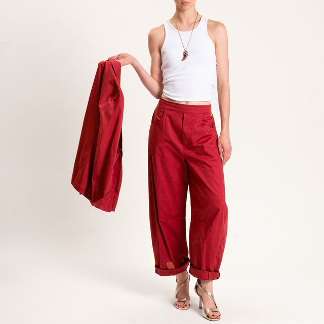 Souvenir-Pantalone barrel cotone super light elast - rosso