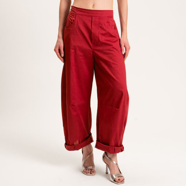 Souvenir-Pantalone barrel cotone super light elast - rosso
