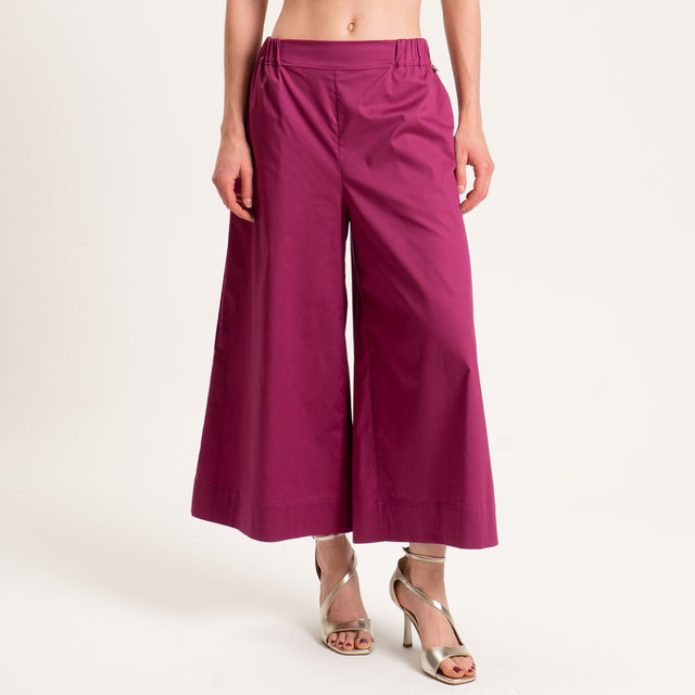 Souvenir-Pantalone crop cotone super light elasticizzato - amarena