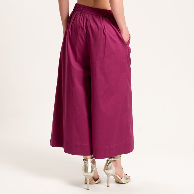 Souvenir-Pantalone crop cotone super light elasticizzato - amarena