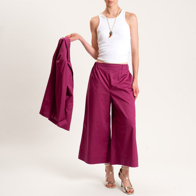 Souvenir-Pantalone crop cotone super light elasticizzato - amarena