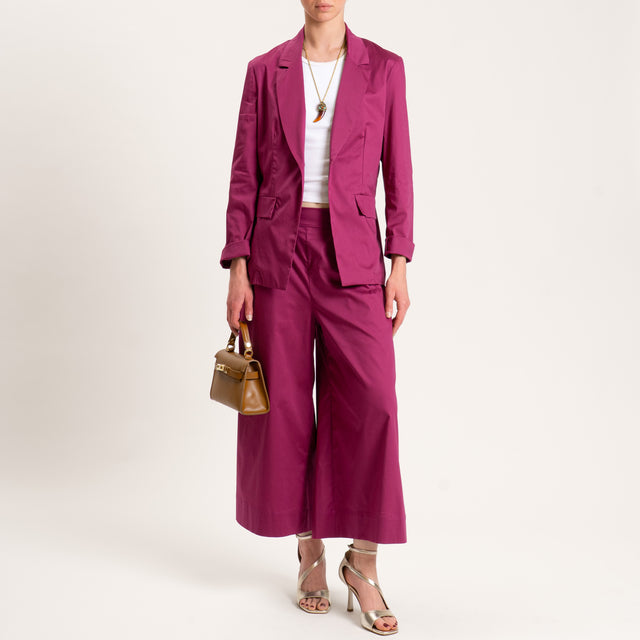 Souvenir-Pantalone crop cotone super light elasticizzato - amarena