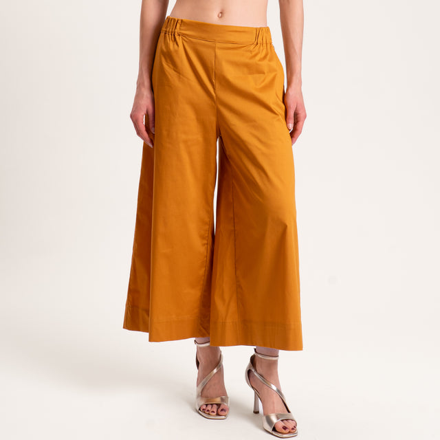 Souvenir-Pantalone crop cotone super light elasticizzato - Senape