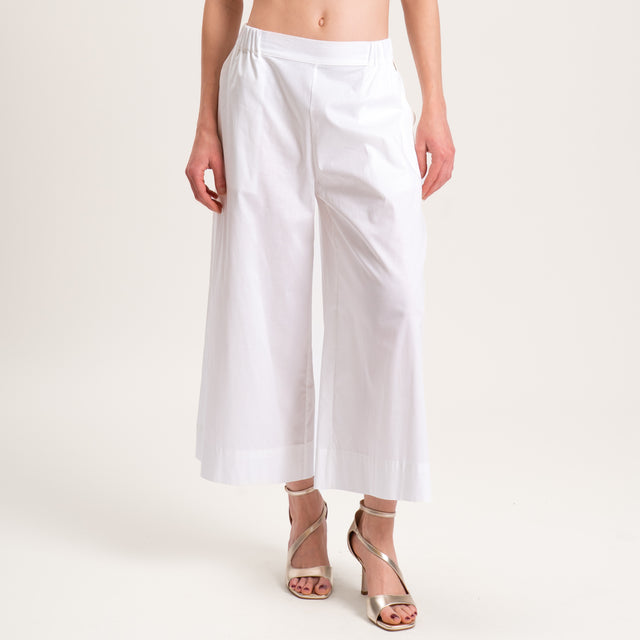 Souvenir-Pantalone crop cotone super light elasticizzato - bianco