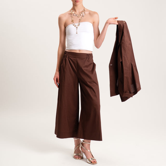 Souvenir-Pantalone crop cotone super light elasticizzato - cioccolato