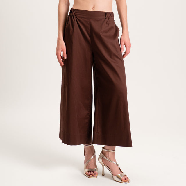 Souvenir-Pantalone crop cotone super light elasticizzato - cioccolato