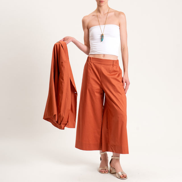 Souvenir-Pantalone crop cotone super light elasticizzato - coccio
