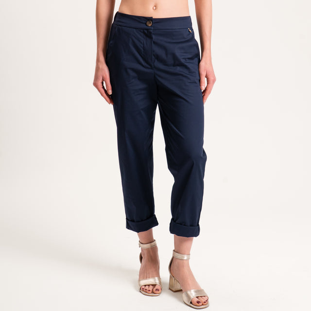 Souvenir-Pantalone cotone super light elasticizzato - blu navy