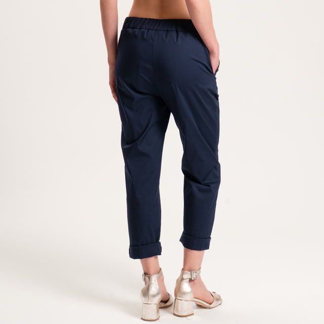 Souvenir-Pantalone cotone super light elasticizzato - blu navy
