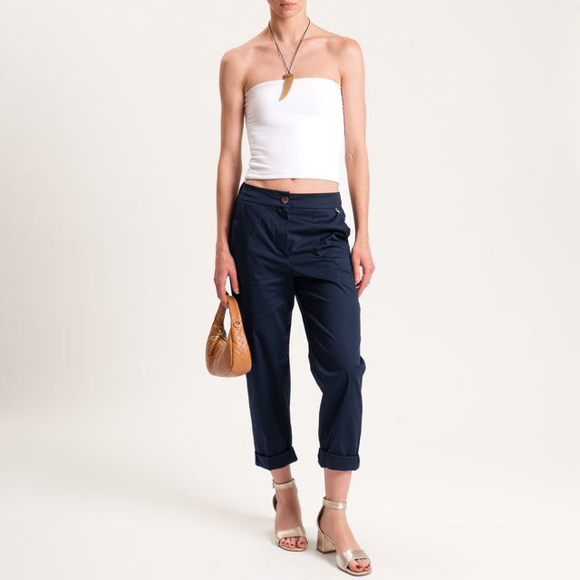 Souvenir-Pantalone cotone super light elasticizzato - blu navy