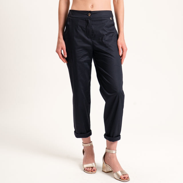 Souvenir-Pantalone cotone super light elasticizzato - nero