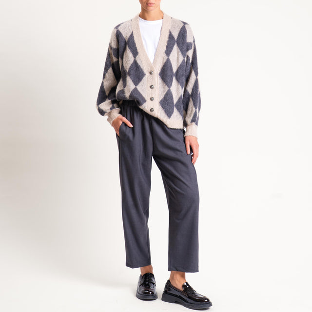 Souvenir-Cardigan rombi misto mohair - beige/piombo