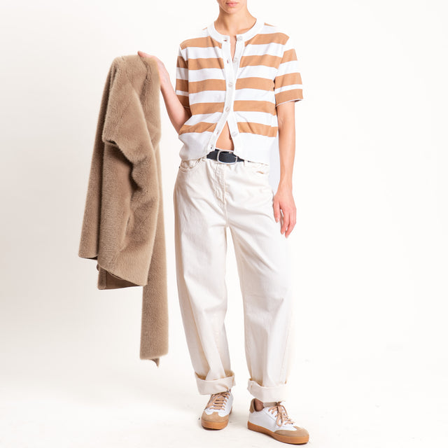 Souvenir-Pantalone balloon fit sfrangiato elasticizzato - burro