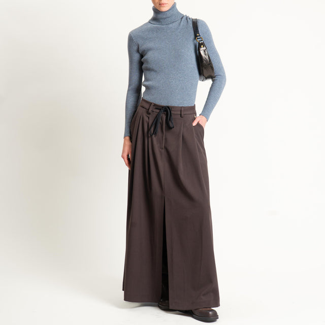 Souvenir-Gonna spacco davanti con coulisse - cioccolato