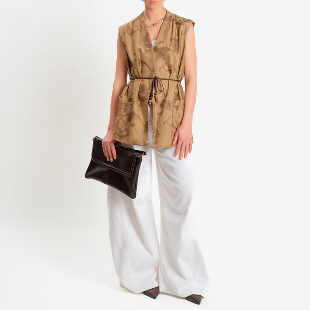 Souvenir-Gilet damascato con cintura - bronzo