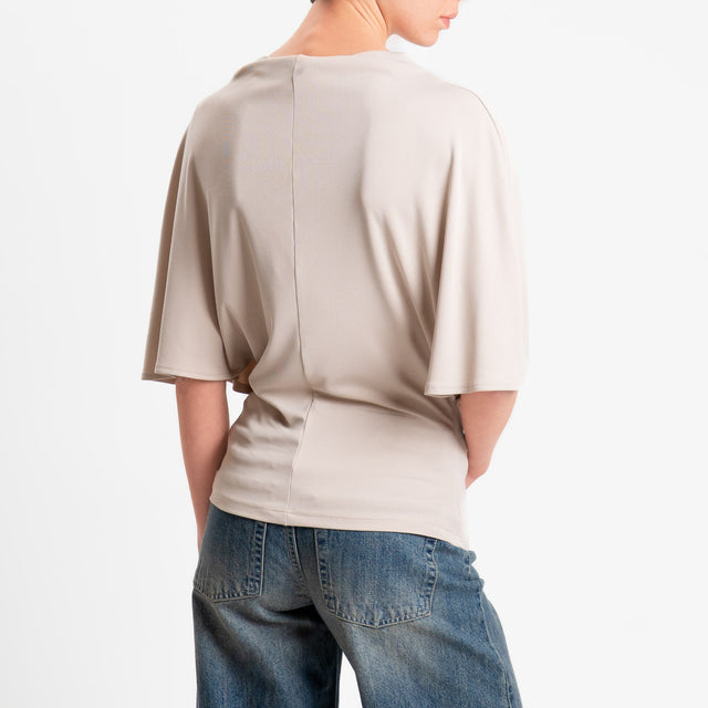 Souvenir-Blusa manica scesa con riprese laterali - vaniglia