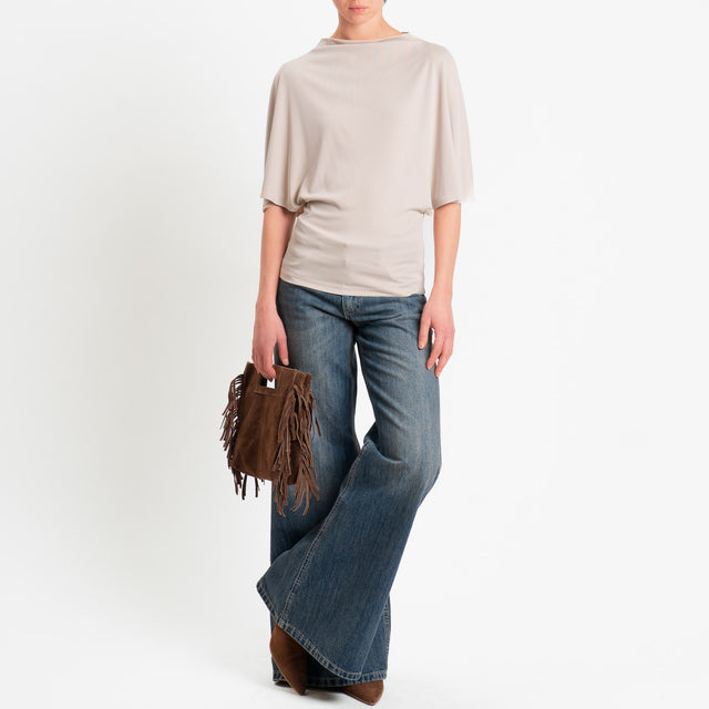 Souvenir-Blusa manica scesa con riprese laterali - vaniglia