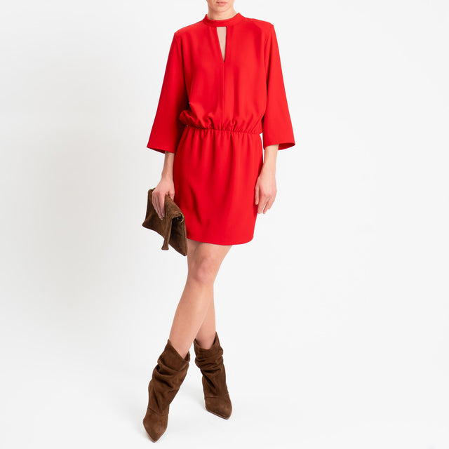 Souvenir-Abito tessuto fluido elastico in vita - rosso