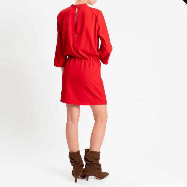 Souvenir-Abito tessuto fluido elastico in vita - rosso