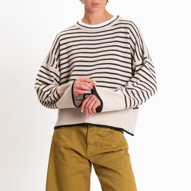 Souvenir-Maglia righe misto cashmere - beige/moro