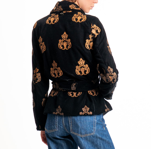 Souvenir-Kimono velluto con ricami - nero