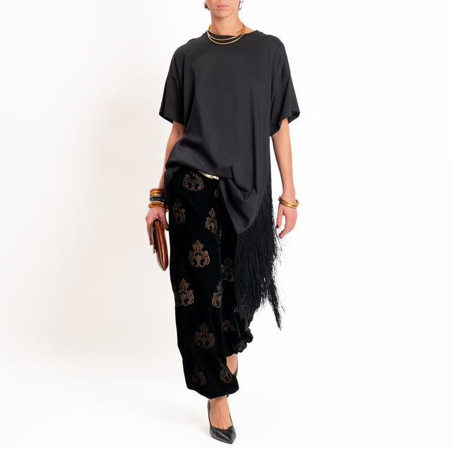 Souvenir-Pantalone velluto con ricami - nero