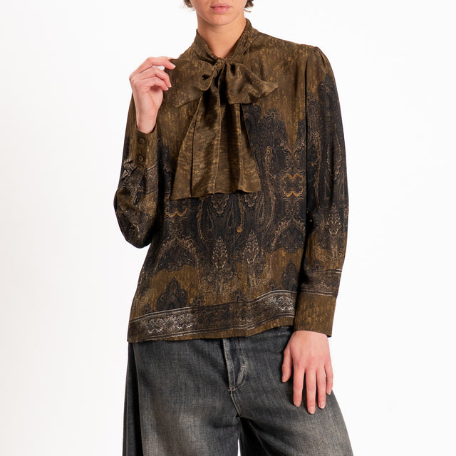 Souvenir-Camicia fantasia con fiocco - olio/nero