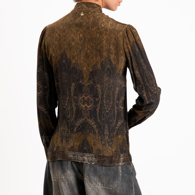 Souvenir-Camicia fantasia con fiocco - olio/nero