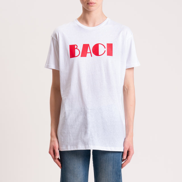 Souvenir-T-shirt stampa "BACI" - bianco