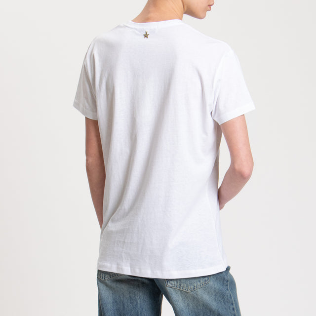 Souvenir-T-shirt stampa donna con applicazione - bianco