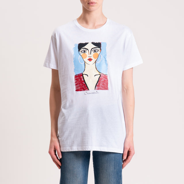 Souvenir-T-shirt stampa WOMAN - bianco