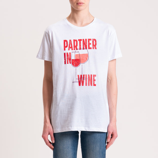 Souvenir-T-shirt "PARTNER IN WINE" - bianco