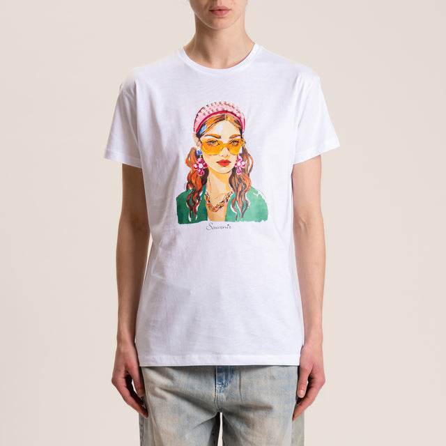 Souvenir-T-shirt stampa con applicazioni - bianco