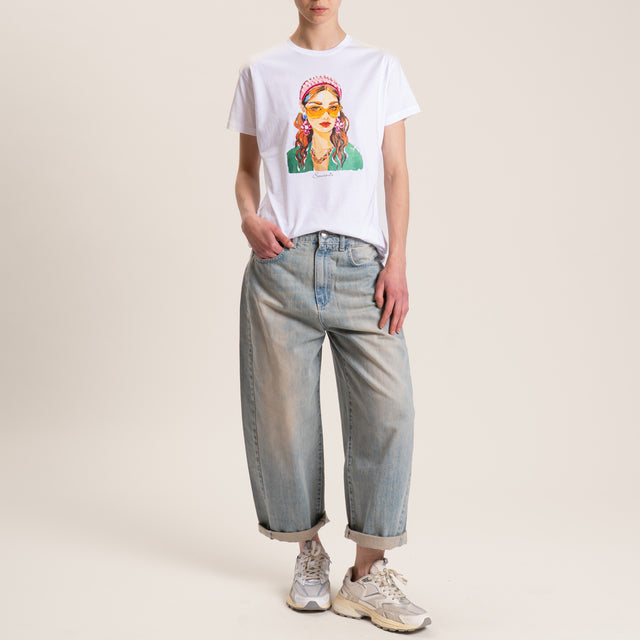 Souvenir-T-shirt stampa con applicazioni - bianco