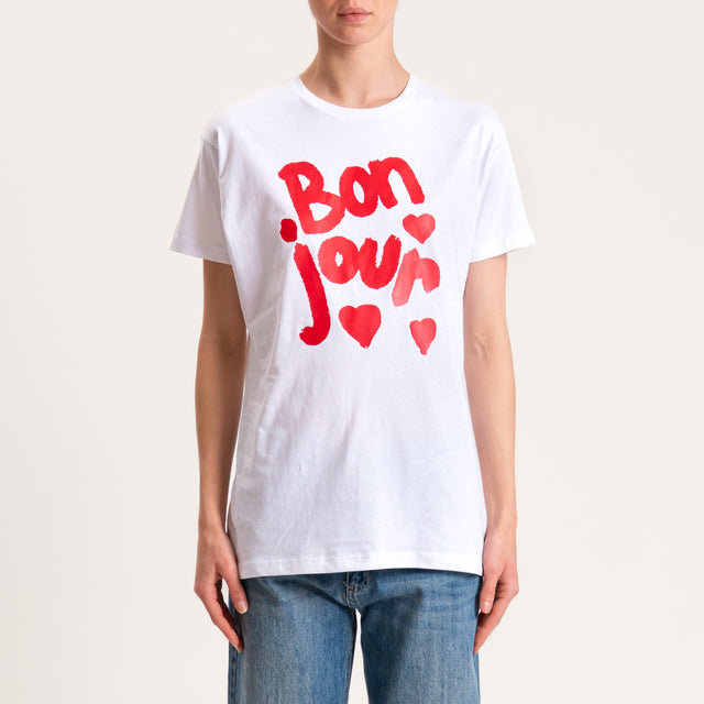 Souvenir-T-shirt "BON JOUR" - bianco